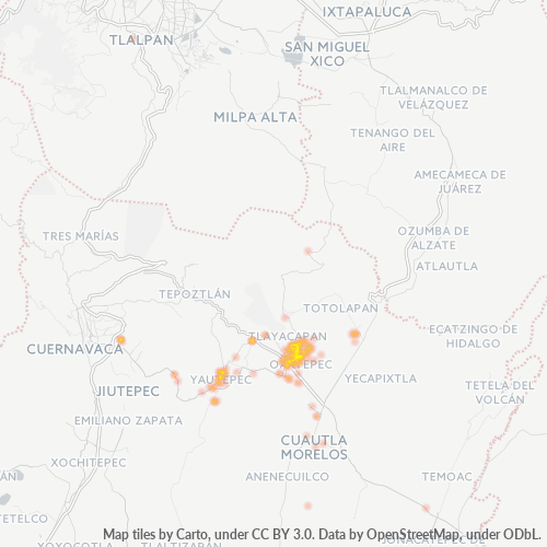Verksamhetskoncentration i Postnummer 62738 - Yautepec, Morelos