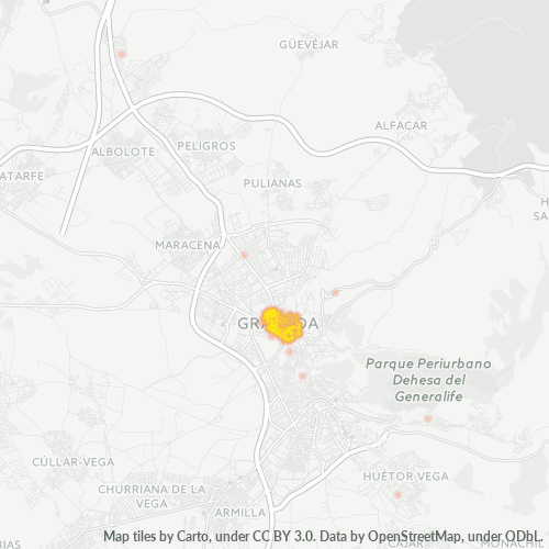 Besighheidskonsentrasie in Poskode 18012 - Granada, Andalusië