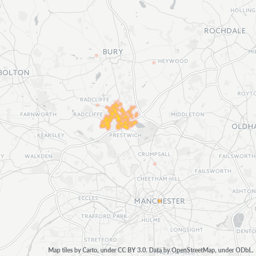 Concentració d'empreses a Codi Postal M45 - Bury, Anglaterra