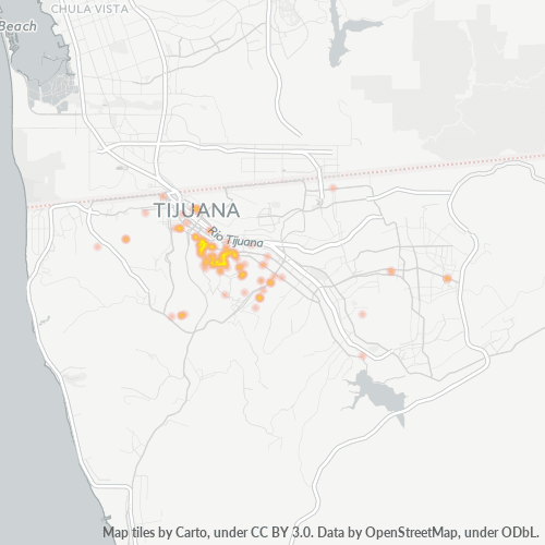 Verksamhetskoncentration i Postnummer 22020 - Tijuana, Baja California (delstat)