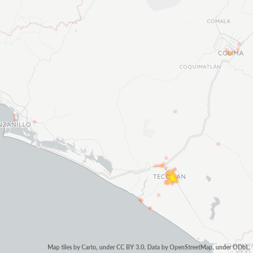 Verksamhetskoncentration i Postnummer 28100 - Tecomán, Colima (delstat)