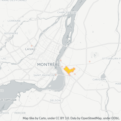 Verksamhetskoncentration i Postnummer J4V - Greenfield Park, Québec