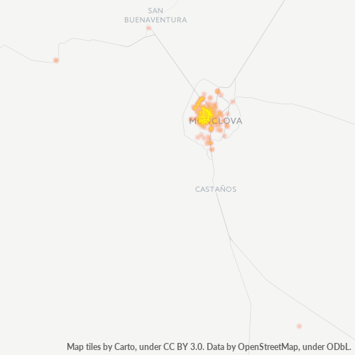 Verksamhetskoncentration i Postnummer 25750 - Monclova, Coahuila