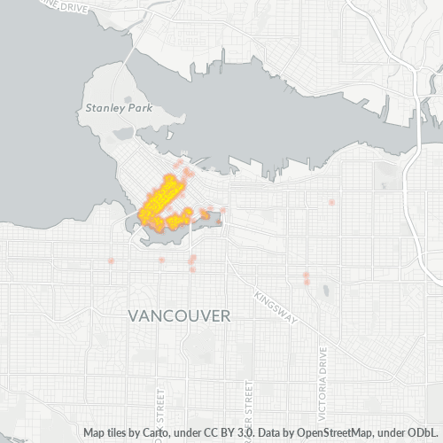 Bedrijfsconcentratie in Postcode V6Z - Vancouver, Brits-Columbia
