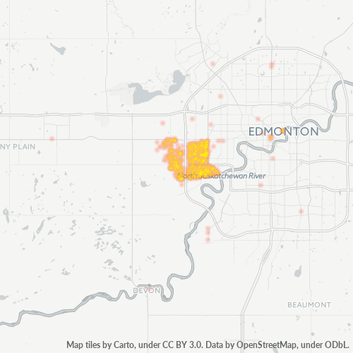 Bedrijfsconcentratie in Postcode T5T - Edmonton, Alberta