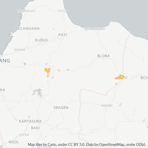 Bedrijfsconcentratie in Postcode 58112 - Cepu, Midden-Java