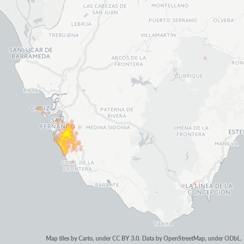 Bedrijfsconcentratie in Postcode 11130 - Spanje