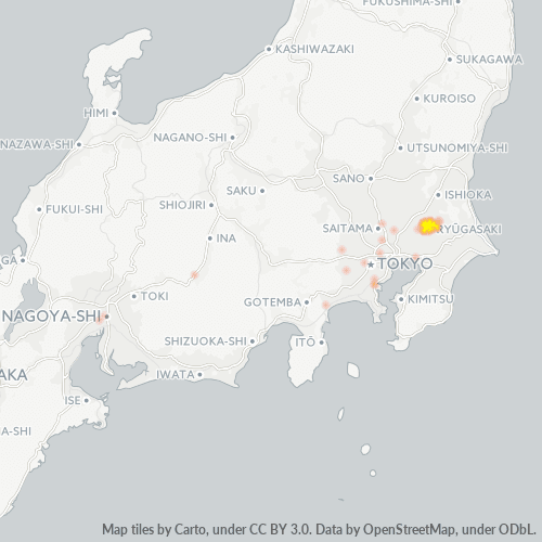 Bedrijfsconcentratie in Postcode 301 - Minamisenju, Tokyo Prefecture