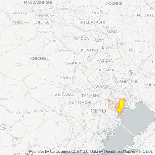 Bedrijfsconcentratie in Postcode 135 - Minamisenju, Tokyo Prefecture