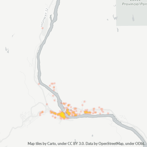 Bedrijfsconcentratie in Postcode V1R - Trail, Brits-Columbia