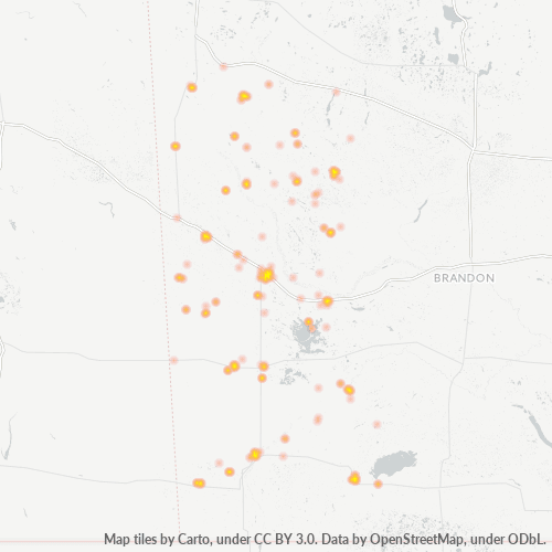 Bedrijfsconcentratie in Postcode R0M - Manitoba