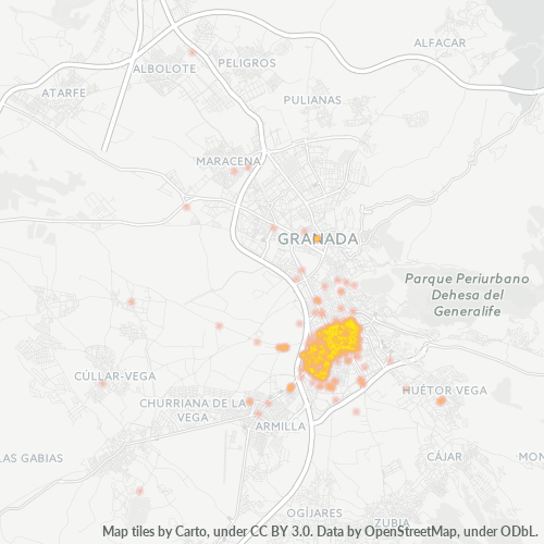 Besighheidskonsentrasie in Poskode 18006 - Granada, Andalusië