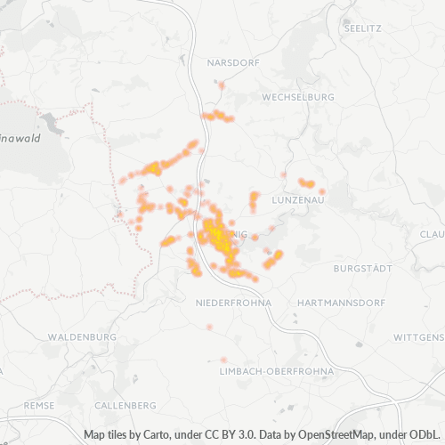 Konsentrasi Perniagaan di Poskod 09322 - Penig, Sachsen