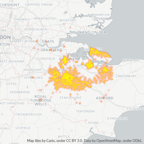 Verksamhetskoncentration i Postnummer ME1 - Rochester, Kent