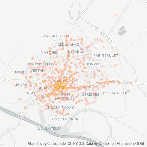 Dami ng Negosyo sa Postal Code 6900 - Makó, Csongrád megye