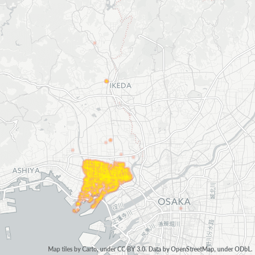 Bedrijfsconcentratie in Postcode 660 - Hyogo (prefectuur)