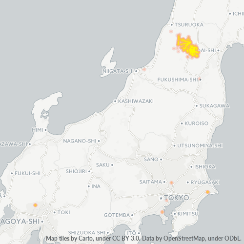 Bedrijfsconcentratie in Postcode 990 - Yamagata (prefectuur)