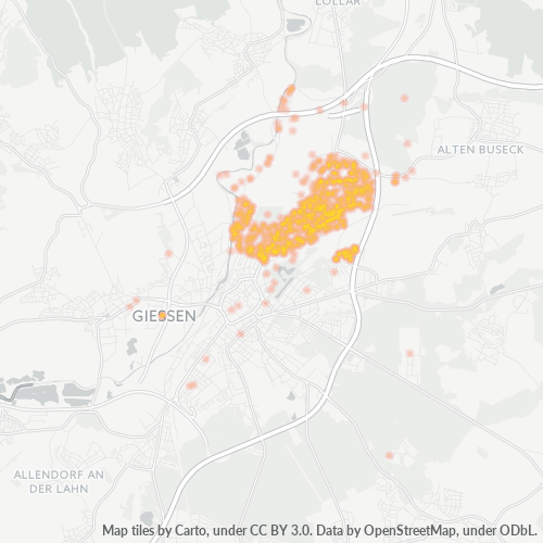 Business Concentration in Postal Code 35396 - Giessen, Hesse