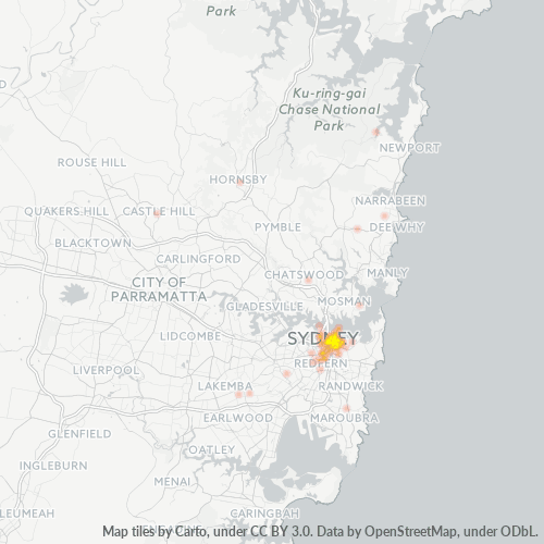 Dami ng Negosyo sa Postal Code 2011 - Potts Point, New South Wales