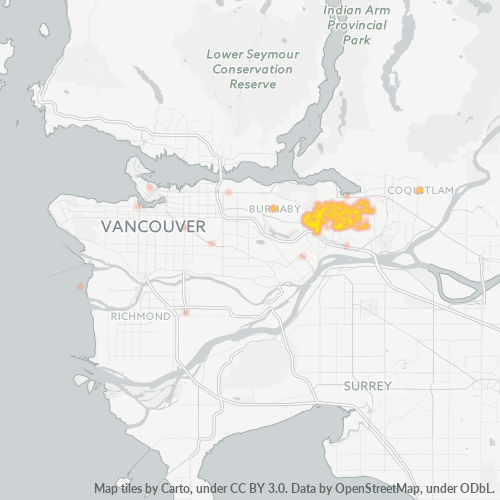 Bedrijfsconcentratie in Postcode V3J - Coquitlam, Brits-Columbia