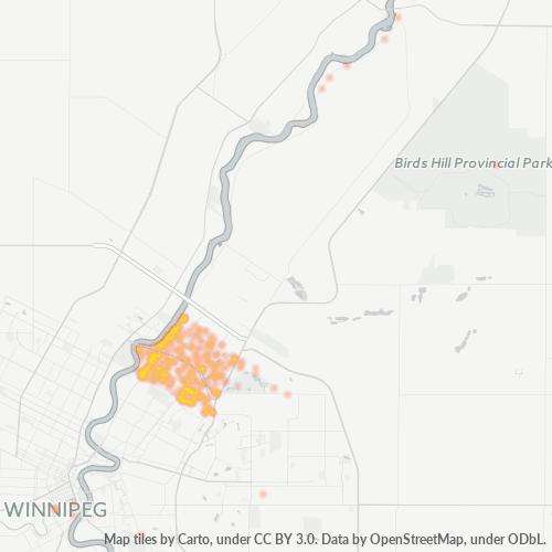 Bedrijfsconcentratie in Postcode R2G - Winnipeg, Manitoba