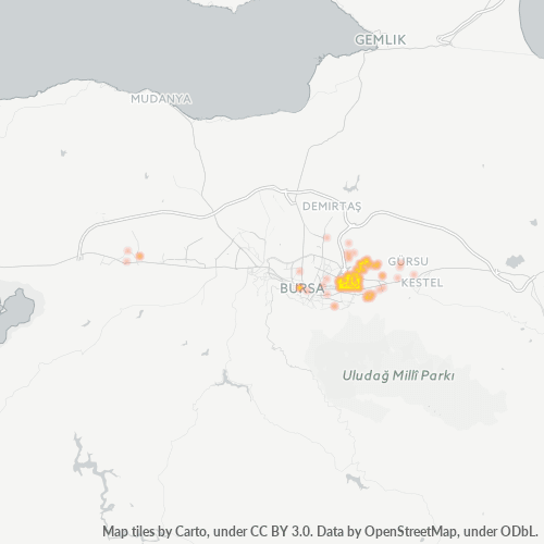 Dami ng Negosyo sa Postal Code 16280 - Bursa, Lalawigan ng Bursa