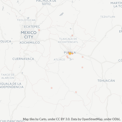 Verksamhetskoncentration i Postnummer 72501 - Puebla, Puebla (delstat)