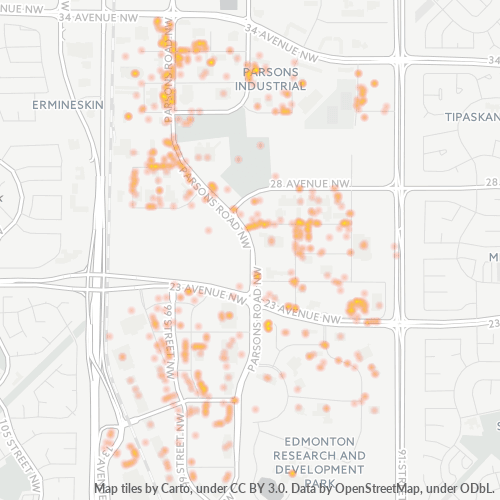 Bedrijfsconcentratie in Postcode T6N - Edmonton, Alberta