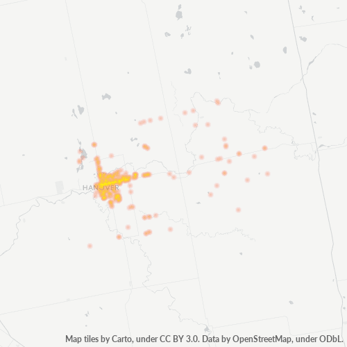 Bedrijfsconcentratie in Postcode N4N - Hanover, Ontario