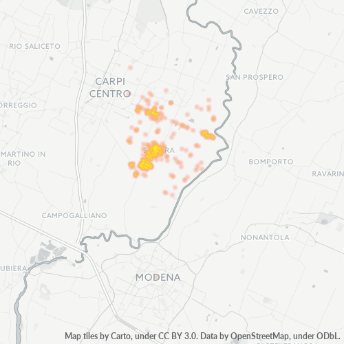 Bedrijfsconcentratie in Postcode 41019 - Limidi, Emilia (Italië)