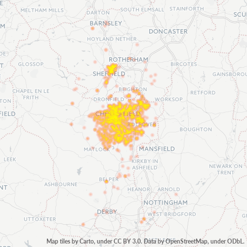 Concentració d'empreses a Codi Postal S4 - Sheffield, Anglaterra