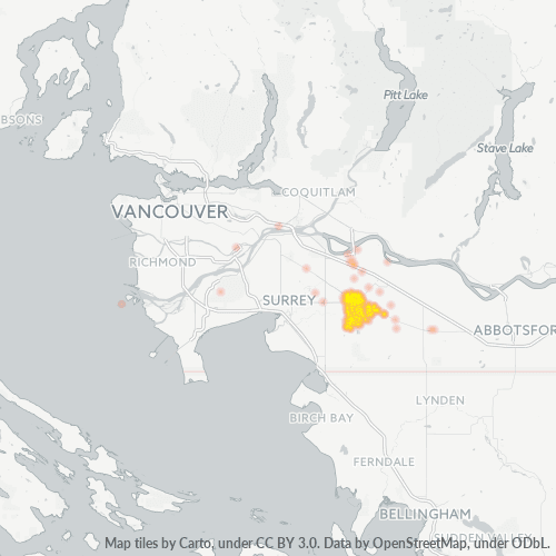 Bedrijfsconcentratie in Postcode V3A - Langley, Brits-Columbia