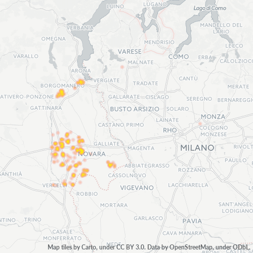 Bedrijfsconcentratie in Postcode 28060 - Italië