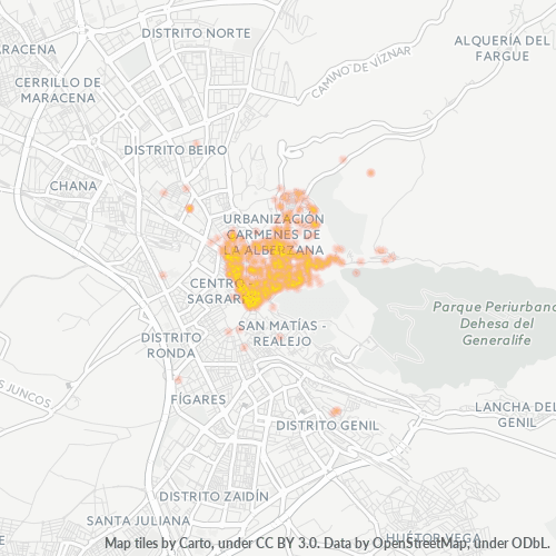 Besighheidskonsentrasie in Poskode 18010 - Granada, Andalusië