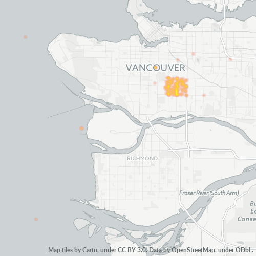 Bedrijfsconcentratie in Postcode V5W - Vancouver, Brits-Columbia
