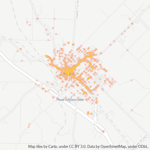 Verksamhetskoncentration i Postnummer 76230 - Bowie, Texas
