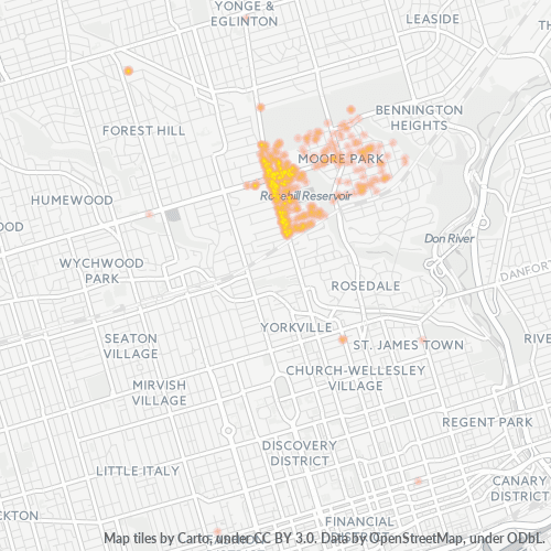 Bedrijfsconcentratie in Postcode M4T - Toronto, Ontario