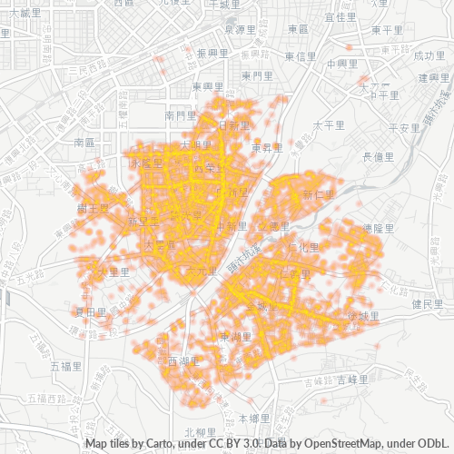 Bedrijfsconcentratie in Postcode 412 - Taichung, Taiwan (provincie)