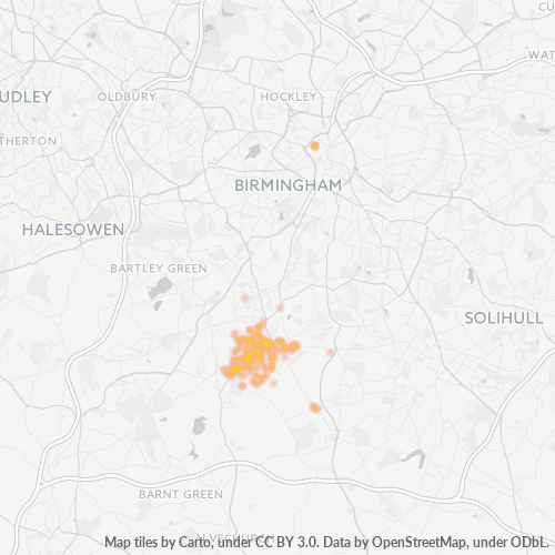 Verksamhetskoncentration i Postnummer B38 - Birmingham, England