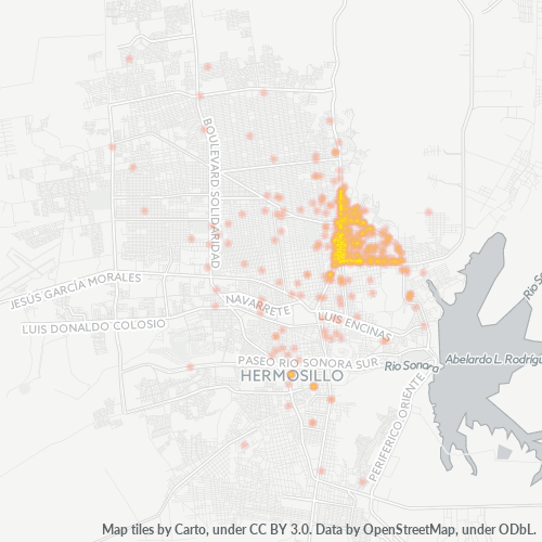 Verksamhetskoncentration i Postnummer 83150 - Hermosillo, Sonora (delstat)