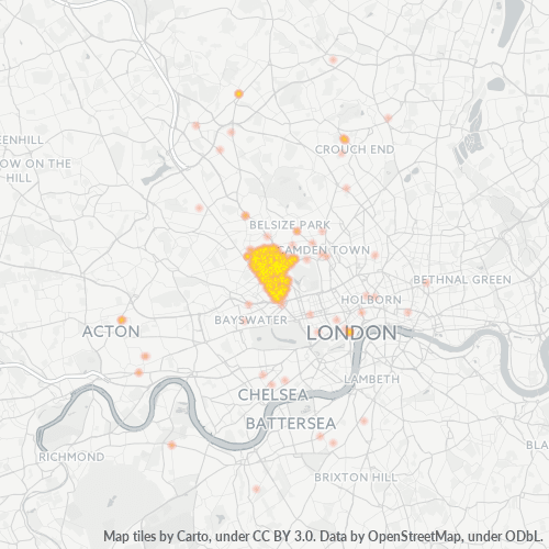 Verksamhetskoncentration i Postnummer NW8 - London, England