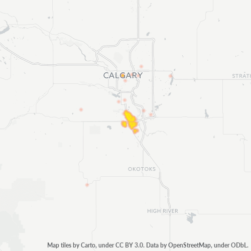 Verksamhetskoncentration i Postnummer T2X - Calgary, Alberta