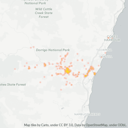 Dami ng Negosyo sa Postal Code 2454 - Brierfield, New South Wales