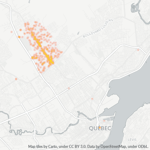 Bedrijfsconcentratie in Postcode G1G - Quebec (stad)