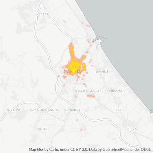 Bedrijfsconcentratie in Postcode 46701 - Gandia, Valencia (autonome gemeenschap)