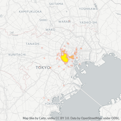 Bedrijfsconcentratie in Postcode 150 - Minamisenju, Tokyo Prefecture