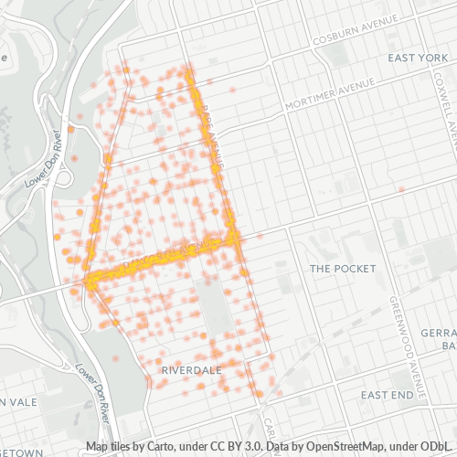 Bedrijfsconcentratie in Postcode M4K - Toronto, Ontario