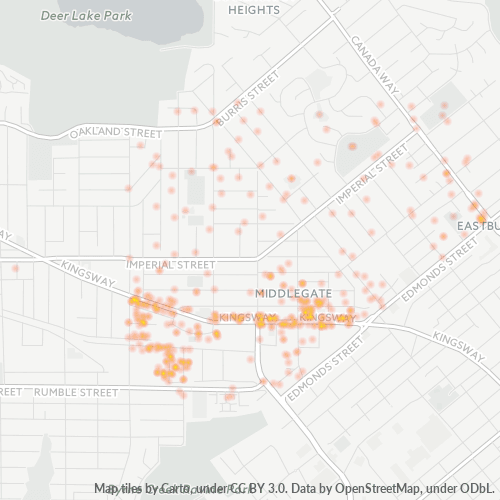 Bedrijfsconcentratie in Postcode V5E - Burnaby, Brits-Columbia