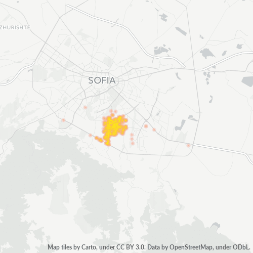 Geschäftskonzentration in Postleitzahl 1700 - Sofia, Oblast Sofia-Stadt