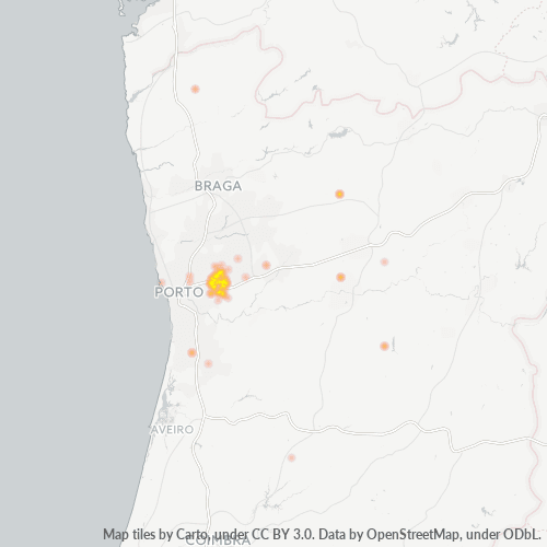 Bedrijfsconcentratie in Postcode 4585 - Porto (district)